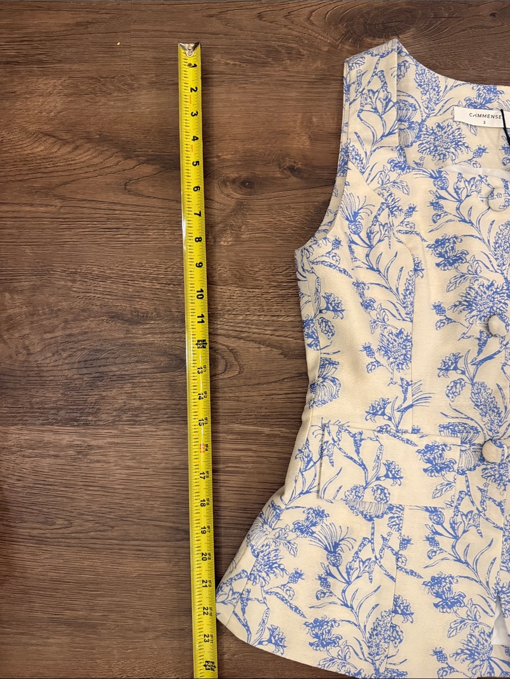 Commense Cream and Blue Floral Two-Piece Skirt Set NWT Size Small - Picture 3 of 9